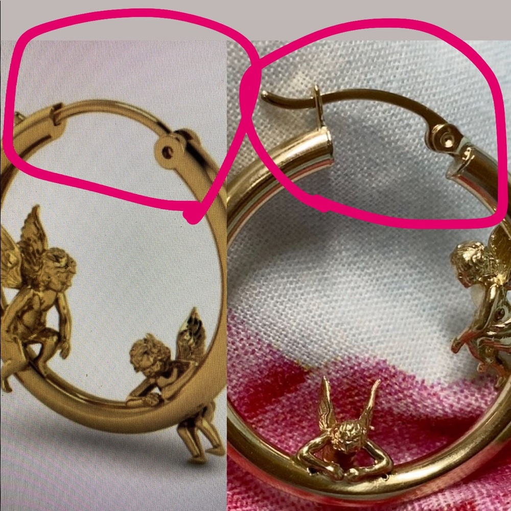 I see Angels on the moon hoops earrings 14 gold
